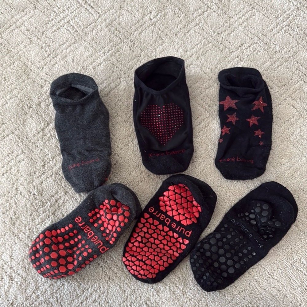 Pure Barre Athletic Black and Gray Grip Socks
